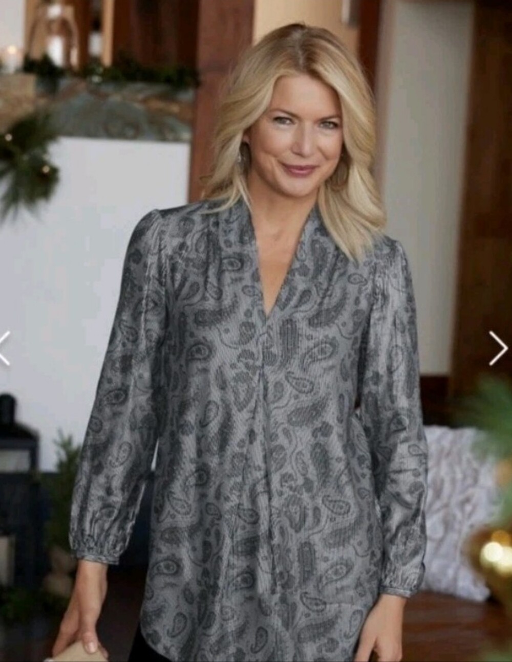Soft Surroundings New Hope Blouse Gray Paisley size 3X NWT